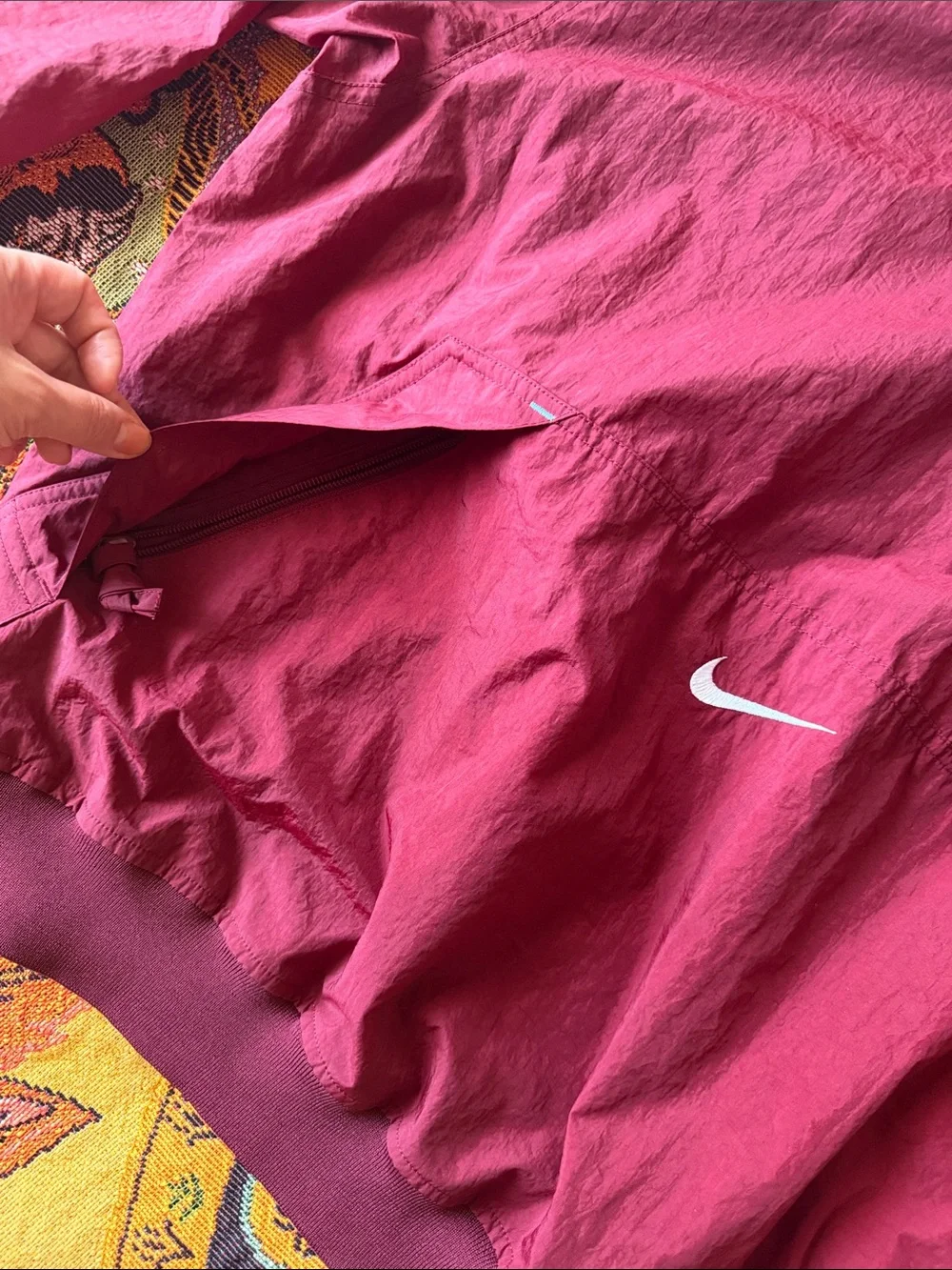 Nike Men's Burgundy V-Neck Pullover with White Swoosh